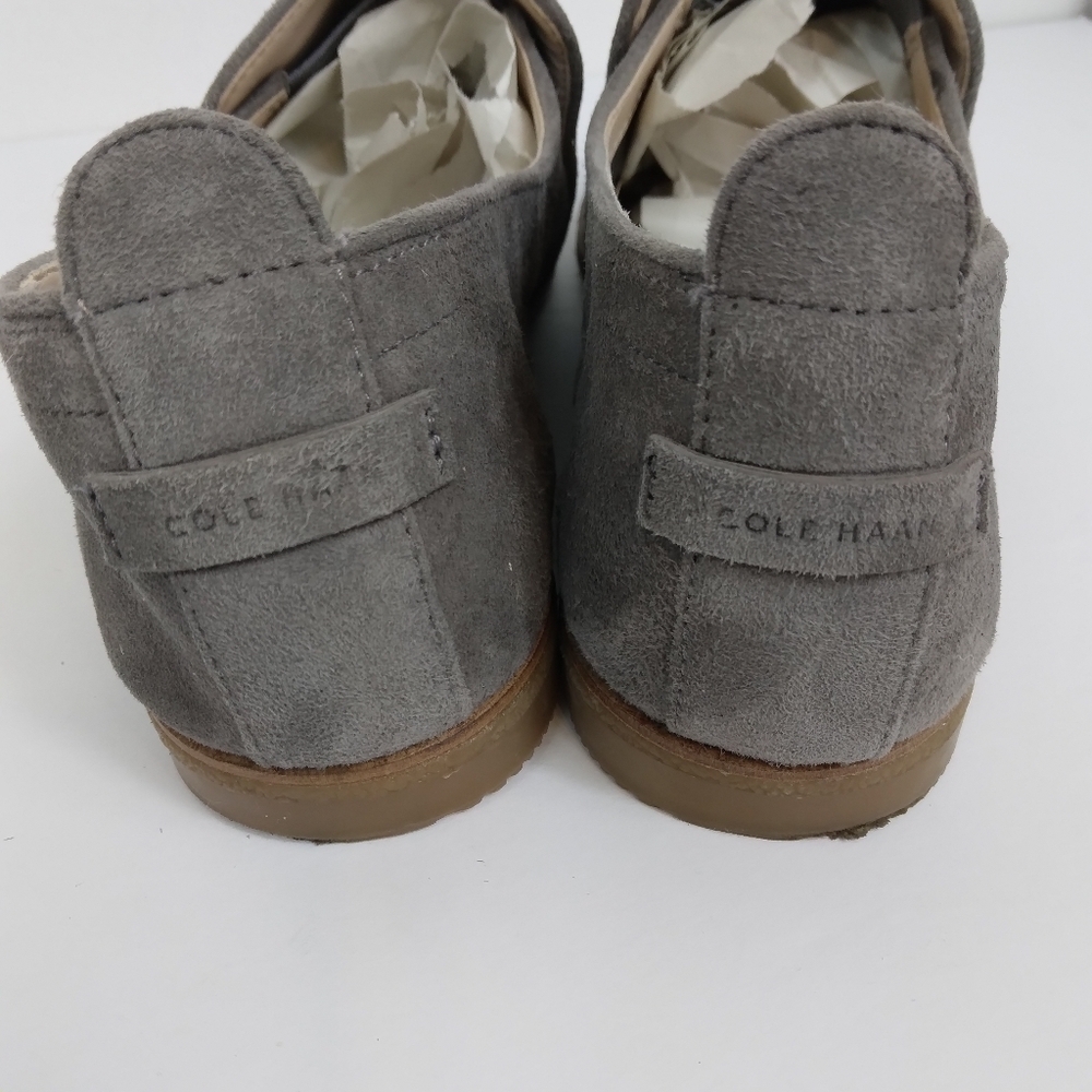 Cole Haan Tacoma Water Resistant Flat Size 6 B Charcoal Suede - Picture 4 of 10